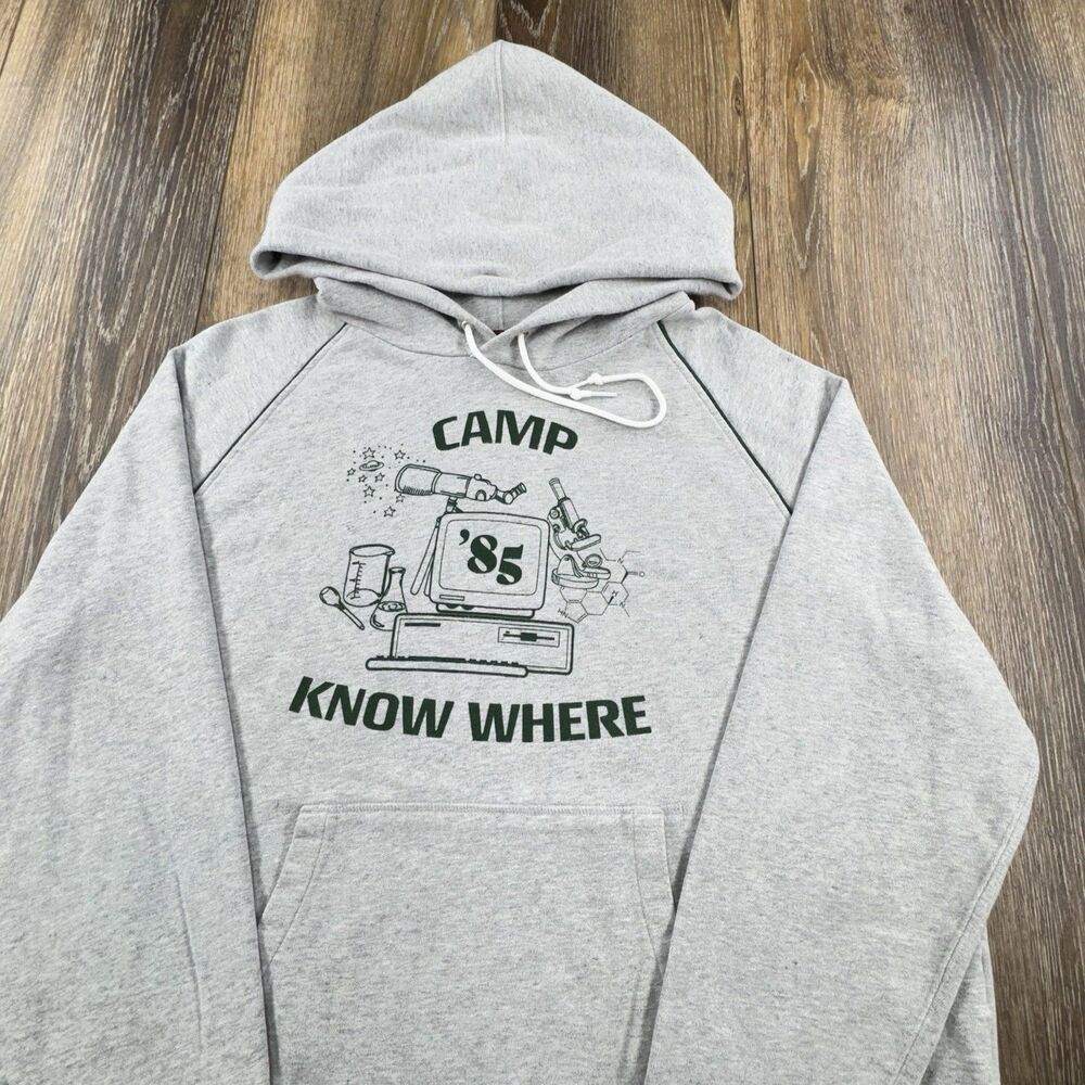 Levis x Stranger Things Hoodie Mens XL Gray Sweatshirt Camp Know Where TV Show